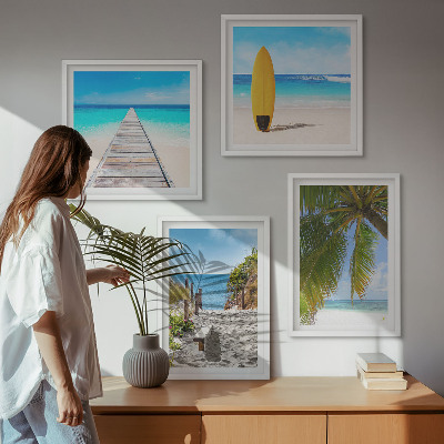 Polyptychon mit rahmen Urlaubsblick Strand Palmen