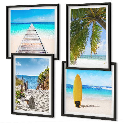 Polyptychon mit rahmen Urlaubsblick Strand Palmen