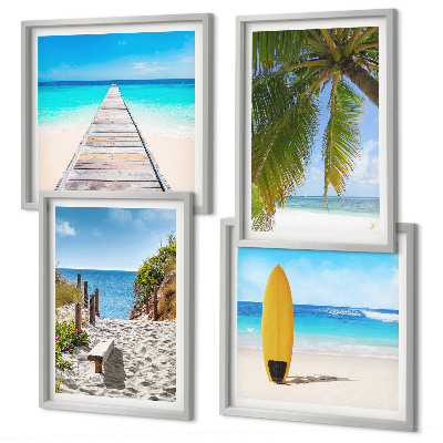 Polyptychon mit rahmen Urlaubsblick Strand Palmen