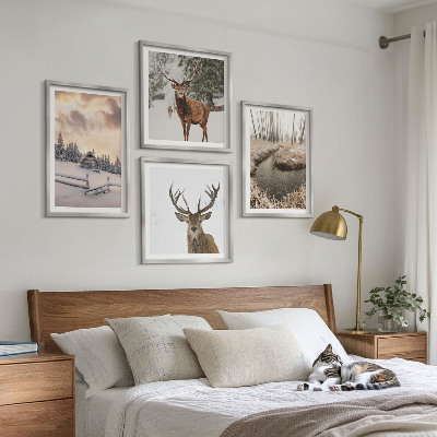 Wanddeko-set Winterlandschaft mit Hirschen