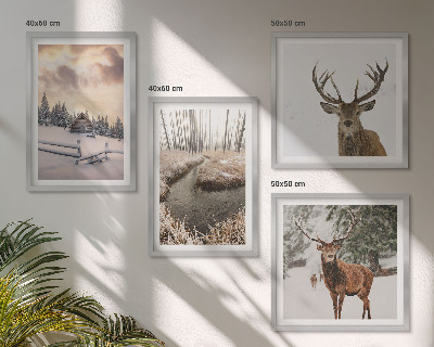 Wanddeko-set Winterlandschaft mit Hirschen