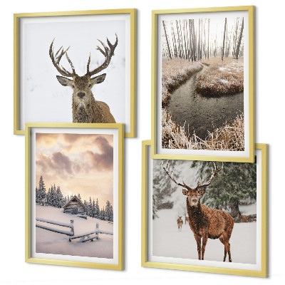 Wanddeko-set Winterlandschaft mit Hirschen