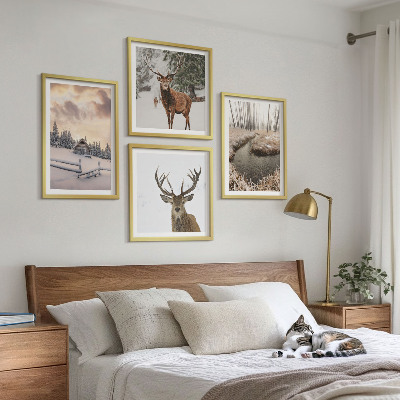 Wanddeko-set Winterlandschaft mit Hirschen