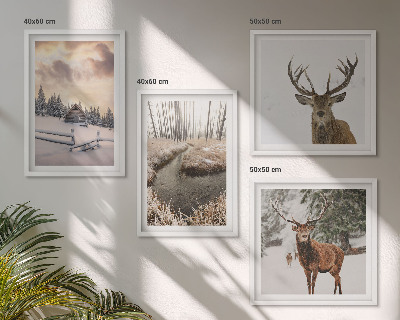 Wanddeko-set Winterlandschaft mit Hirschen