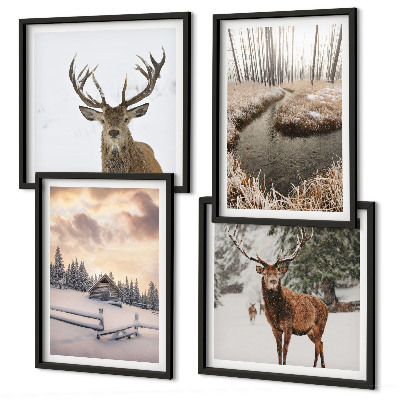 Wanddeko-set Winterlandschaft mit Hirschen