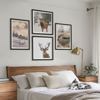 Wanddeko-set Winterlandschaft mit Hirschen