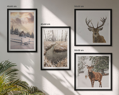 Wanddeko-set Winterlandschaft mit Hirschen
