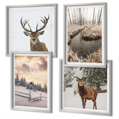 Wanddeko-set Winterlandschaft mit Hirschen