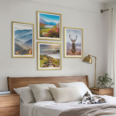 Wanddeko-set Berglandschaft, See, Hirsche
