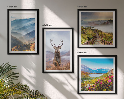 Wanddeko-set Berglandschaft, See, Hirsche