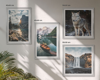 Polyptychon mit rahmen Berge, Seen, Wasserfall, Wolf
