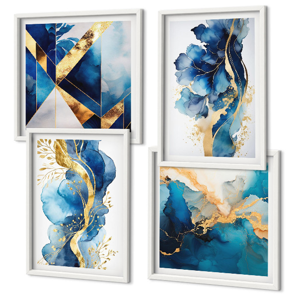 Wanddeko-set Blaue abstrakte Muster