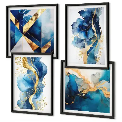 Wanddeko-Set mit blauen abstrakten Mustern