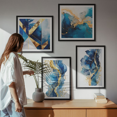 Wanddeko-set Blaue abstrakte Muster