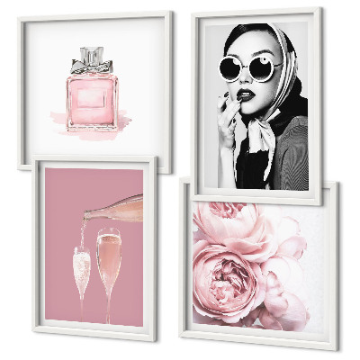 Polyptychon mit rahmen Stilvolle pinkfarbene Accessoires