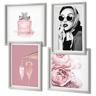 Polyptychon mit rahmen Stilvolle pinkfarbene Accessoires