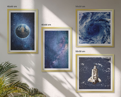 Polyptychon mit rahmen Erde Weltraumsturm Galaxie