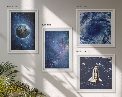 Polyptychon mit rahmen Erde Weltraumsturm Galaxie
