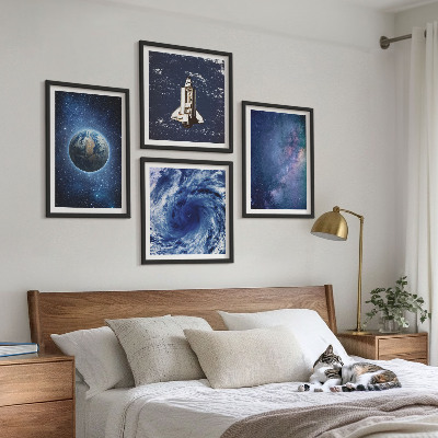 Polyptychon mit rahmen Erde Weltraumsturm Galaxie