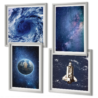 Polyptychon mit rahmen Erde Weltraumsturm Galaxie
