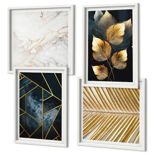 Wanddeko-Set mit modernen Pflanzenmotiven