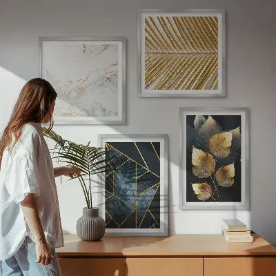 Wanddeko-Set mit modernen Pflanzenmotiven