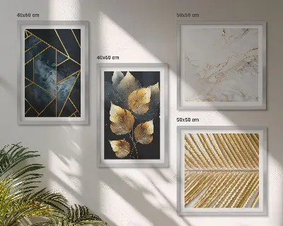 Wanddeko-Set mit modernen Pflanzenmotiven
