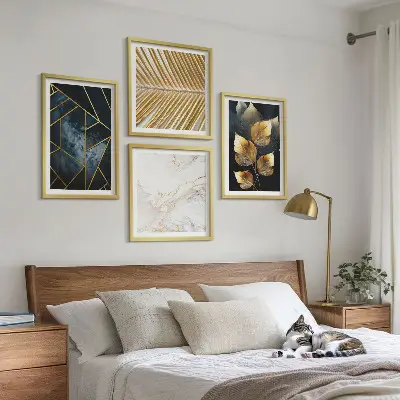 Wanddeko-Set mit modernen Pflanzenmotiven