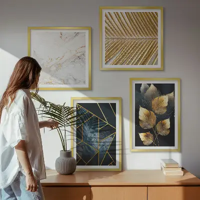 Wanddeko-Set mit modernen Pflanzenmotiven