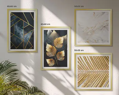 Wanddeko-Set mit modernen Pflanzenmotiven