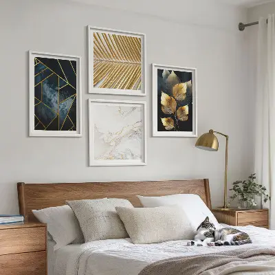 Wanddeko-Set mit modernen Pflanzenmotiven