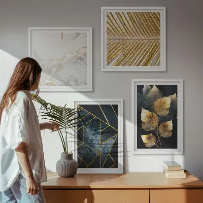 Wanddeko-Set mit modernen Pflanzenmotiven
