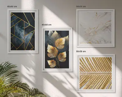 Wanddeko-Set mit modernen Pflanzenmotiven