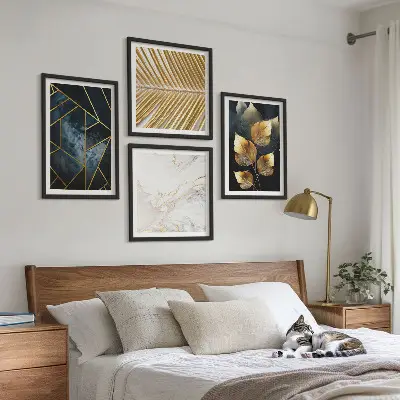 Wanddeko-Set mit modernen Pflanzenmotiven