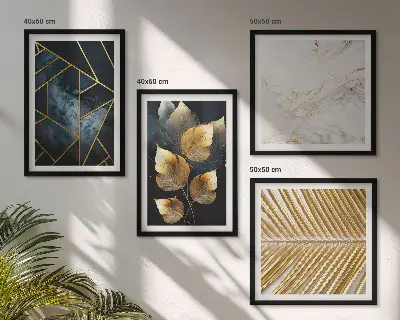 Wanddeko-Set mit modernen Pflanzenmotiven
