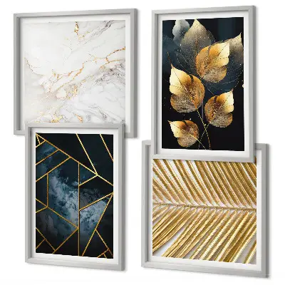 Wanddeko-Set mit modernen Pflanzenmotiven