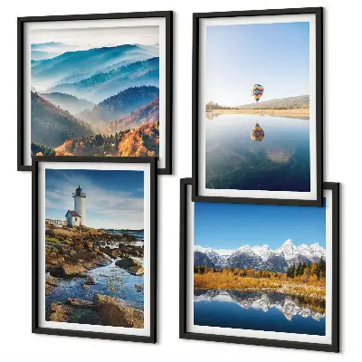 Wanddeko-Set mit Motiven aus der Natur, einem Leuchtturm und Bergen