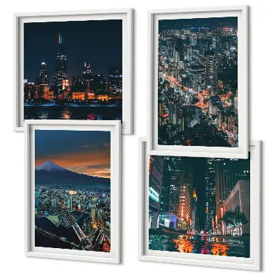 Wanddeko-Set Bergpanorama bei Nacht