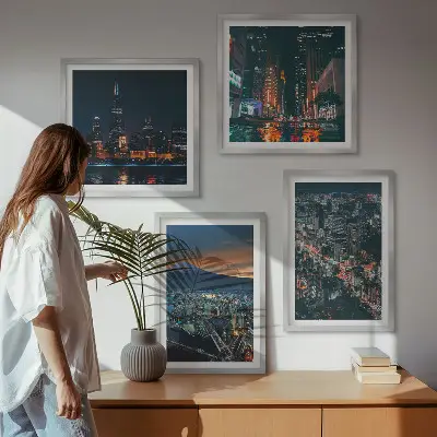 Wanddeko-Set Bergpanorama bei Nacht
