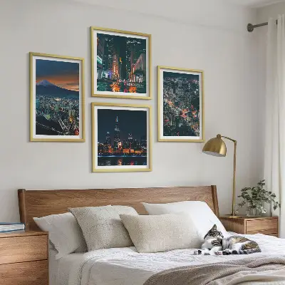 Wanddeko-Set Bergpanorama bei Nacht