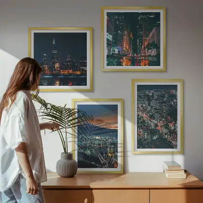 Wanddeko-Set Bergpanorama bei Nacht