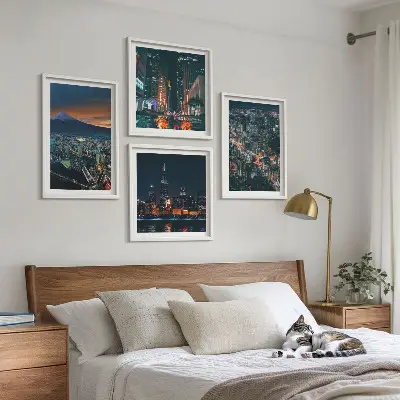 Wanddeko-Set Bergpanorama bei Nacht