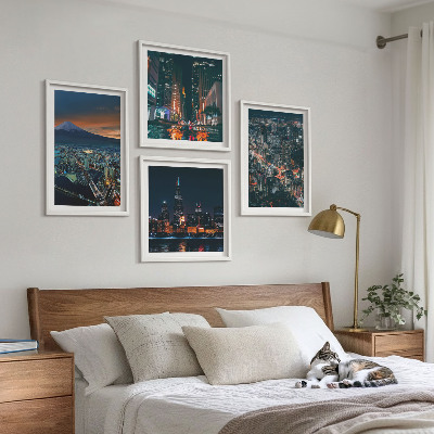 Wanddeko-set Bergpanorama der Stadt bei Nacht