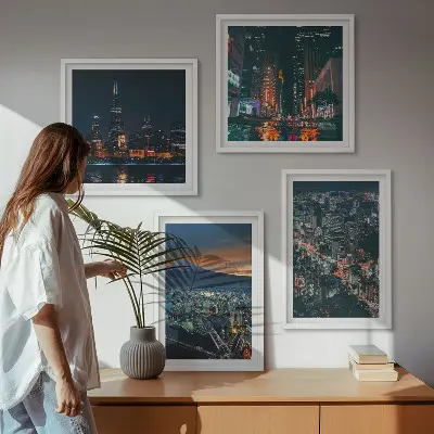 Wanddeko-Set Bergpanorama bei Nacht