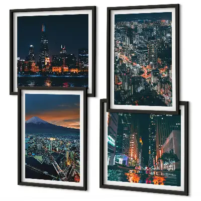 Wanddeko-Set Bergpanorama bei Nacht
