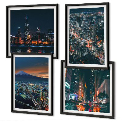 Wanddeko-set Bergpanorama der Stadt bei Nacht