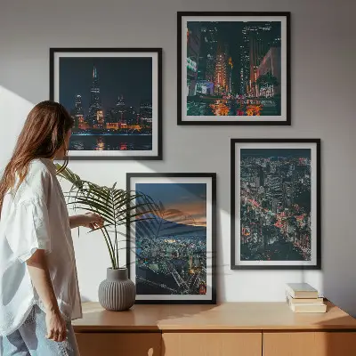 Wanddeko-Set Bergpanorama bei Nacht