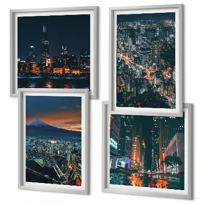Wanddeko-Set Bergpanorama bei Nacht
