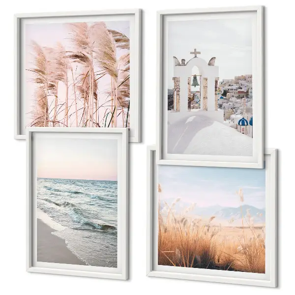 Wanddeko-Set mit Motiven von Pflanzen, Meereswellen, Aussichten und Häusern