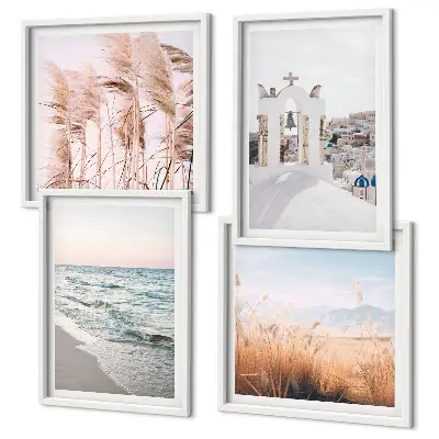 Wanddeko-Set mit Motiven von Pflanzen, Meereswellen, Aussichten und Häusern